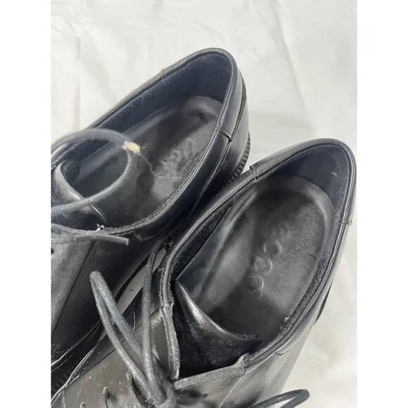 ECCO Helsinki Black Leather Lace Up Oxford Bicycle Toe Dress Shoes Sz 10
