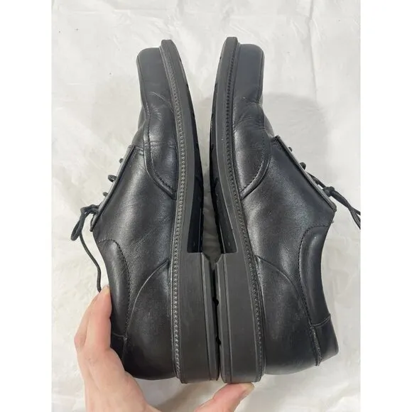 ECCO Helsinki Black Leather Lace Up Oxford Bicycle Toe Dress Shoes Sz 10