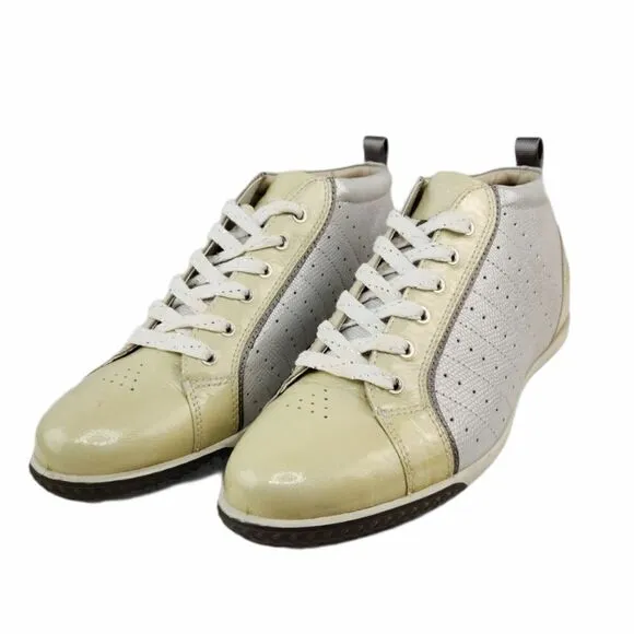 ECCO HydroMax Street Luxe Golf Shoes Leather Metallic Shine Size EU 39 USA 8 8.5