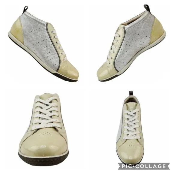 ECCO HydroMax Street Luxe Golf Shoes Leather Metallic Shine Size EU 39 USA 8 8.5