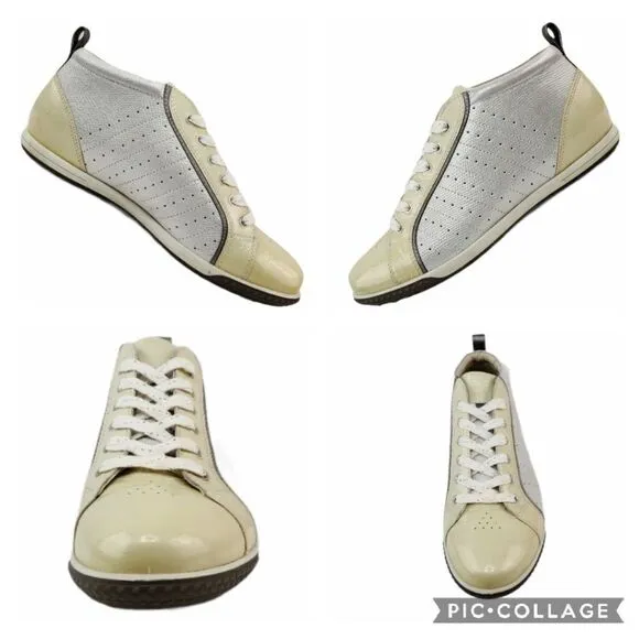 ECCO HydroMax Street Luxe Golf Shoes Leather Metallic Shine Size EU 39 USA 8 8.5