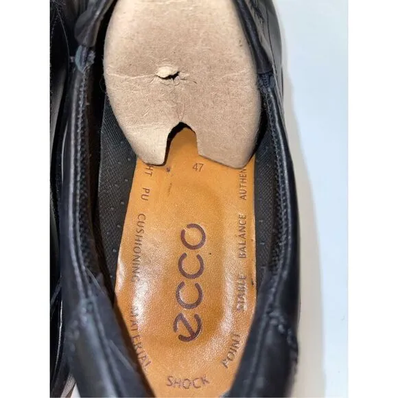 Ecco  Men's Black Leather Slip-On Loafer Dress Shoes Size EU 47 US 13