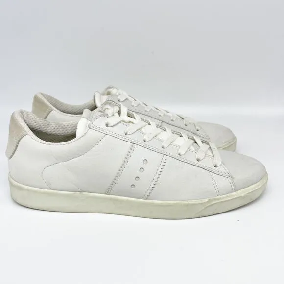 Ecco Men's Street Lite White Leather Sneakers Size 8-8.5