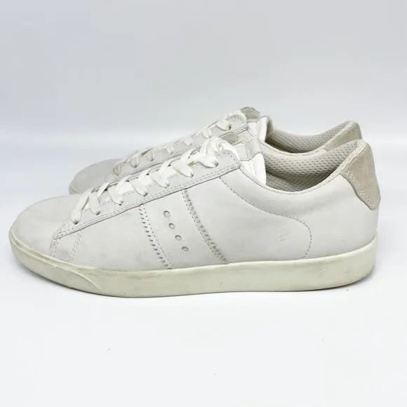 Ecco Men's Street Lite White Leather Sneakers Size 8-8.5