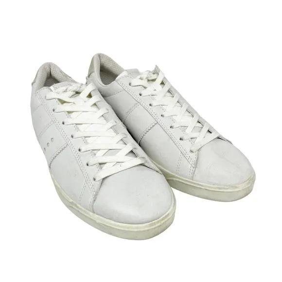 Ecco Men's Street Lite White Leather Sneakers Size 8-8.5