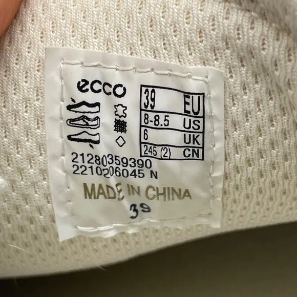 Ecco Men's Street Lite White Leather Sneakers Size 8-8.5