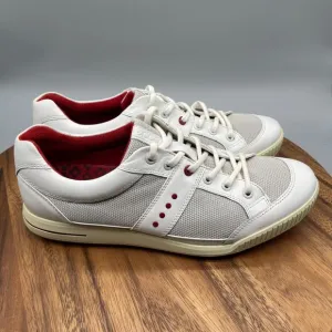 Ecco Mens Street Retro Hybrid Spikeless Golf Shoes White Red Size EU 43 US 9