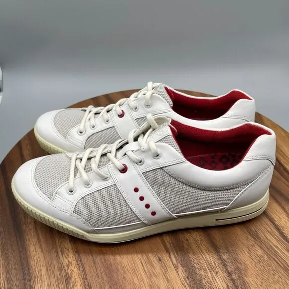 Ecco Mens Street Retro Hybrid Spikeless Golf Shoes White Red Size EU 43 US 9