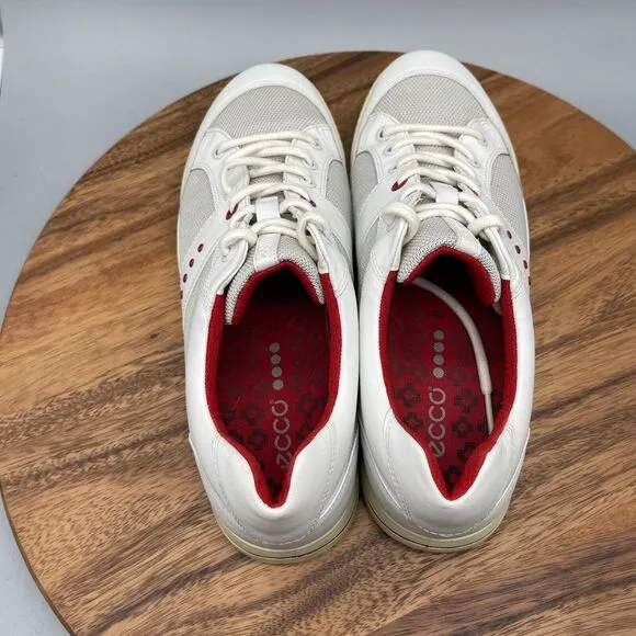 Ecco Mens Street Retro Hybrid Spikeless Golf Shoes White Red Size EU 43 US 9