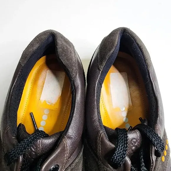 ECCO Shoes Street Golf Sneakers Spikeless Athletic Brown Leather Lace Up Size 9