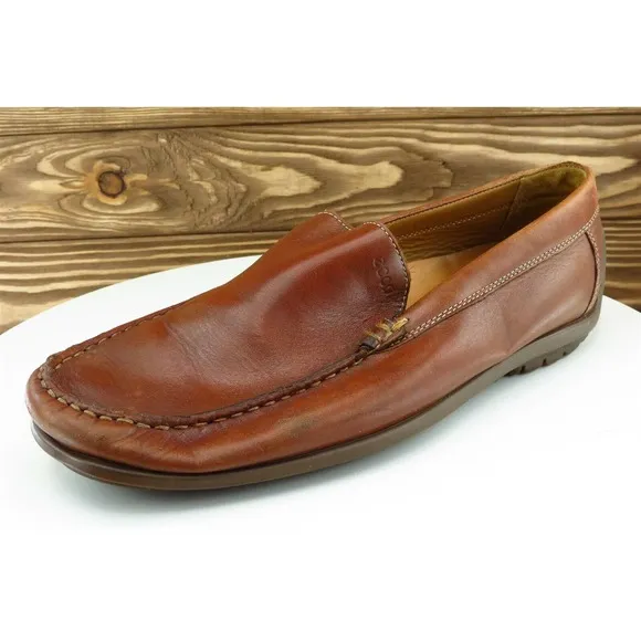 ECCO Shoes Sz 44 M Round Toe Brown‎ Loafer Leather Men