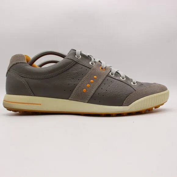 Ecco Street Hydromax Golf Shoes Men's Size EU 45 Spikeless Gray Orange Suede