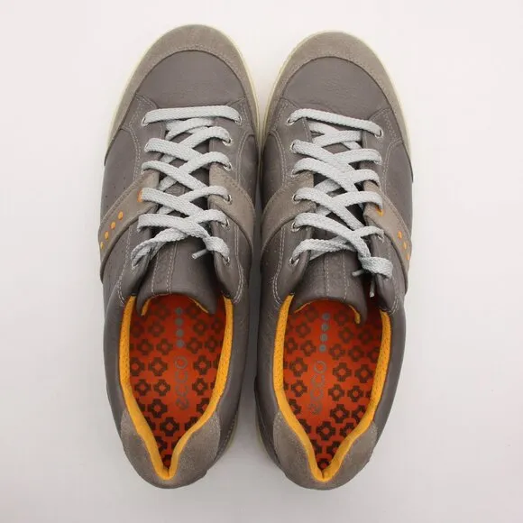 Ecco Street Hydromax Golf Shoes Men's Size EU 45 Spikeless Gray Orange Suede