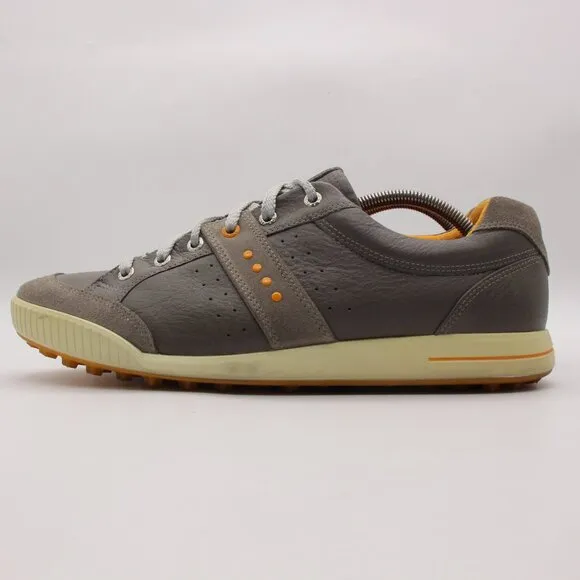 Ecco Street Hydromax Golf Shoes Men's Size EU 45 Spikeless Gray Orange Suede