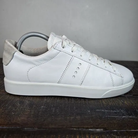 Ecco Street Lite Retro Womens Size 5-5.5 EU 36 Lace Up Shoes Sneakers White
