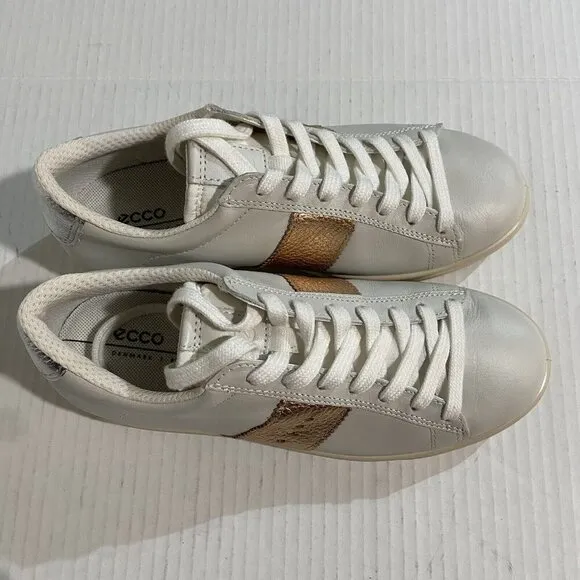 ECCO Street Lite Women's Leather Low Top Sneaker EU36/US 5-5.5 White/Bronze NIB