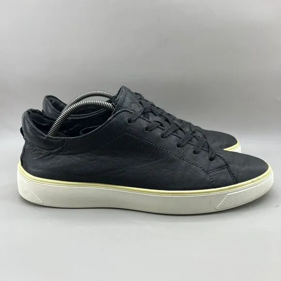 ECCO Street Tray Sneakers Men Size 10 10.5 US Black White Leather Comfort Shoes