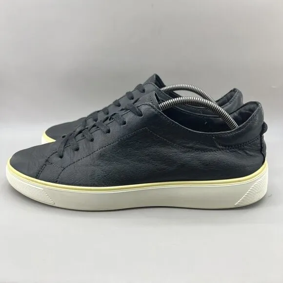 ECCO Street Tray Sneakers Men Size 10 10.5 US Black White Leather Comfort Shoes