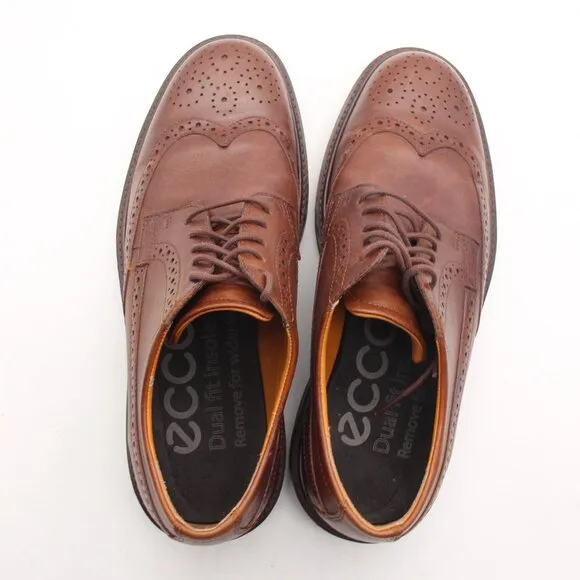 Ecco Wingtip Oxford Men's Size EU 41 US 8-8.5 Shoes Brown Leather Dress Shoes