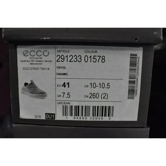 ECCO Womens EUR 41 US 10 - 10.5 Street Tray Toffee Slip On Lined Nubuck Shoes