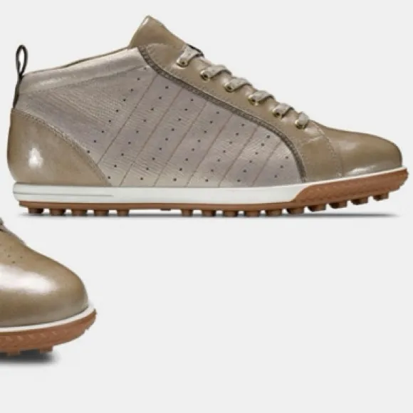 Ecco's Life Street Luxury High Top Sneaker Golf Gold Tan Shoes SZ 39 US 8 / 8.5