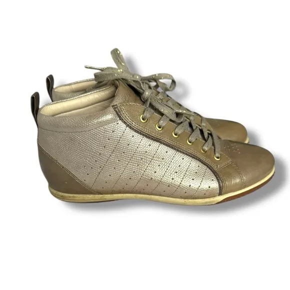 Ecco's Life Street Luxury High Top Sneaker Golf Gold Tan Shoes SZ 39 US 8 / 8.5