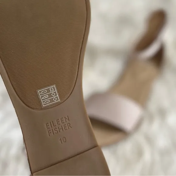 EILEEN FISHER 10 NEW Razz Tumbled Leather Ankle Strap Sandals in Chalk NIB NWT