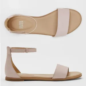 EILEEN FISHER 10 NEW Razz Tumbled Leather Ankle Strap Sandals in Chalk NIB NWT