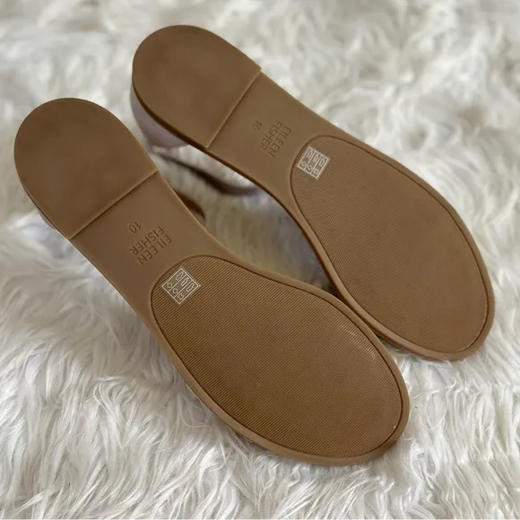 EILEEN FISHER 10 NEW Razz Tumbled Leather Ankle Strap Sandals in Chalk NIB NWT