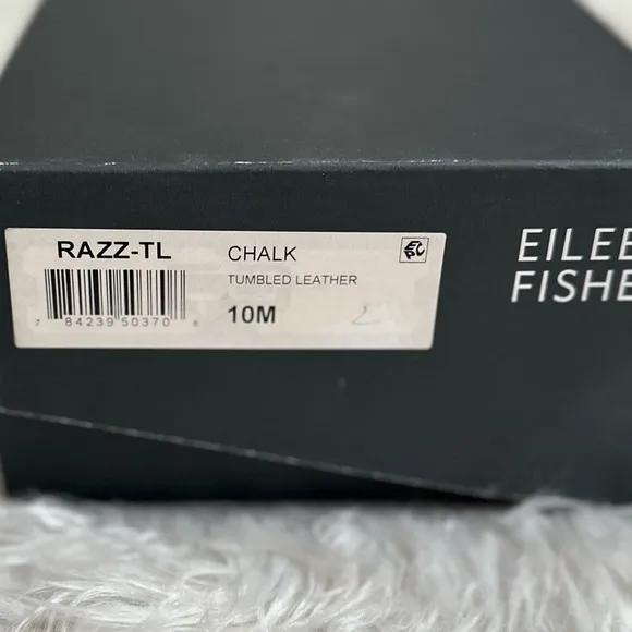 EILEEN FISHER 10 NEW Razz Tumbled Leather Ankle Strap Sandals in Chalk NIB NWT