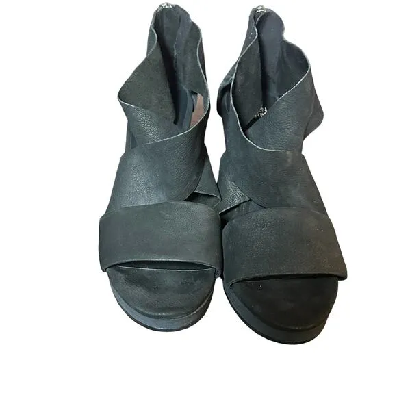 EILEEN FISHER Dote Wedge Sandals  Shoes Heels. Jet Black size 9