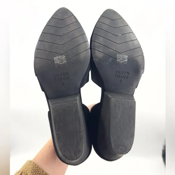 Eileen Fisher Hilly D'Orsay Pumps Womens 9 Black Suede Heels Classic Dress Shoes
