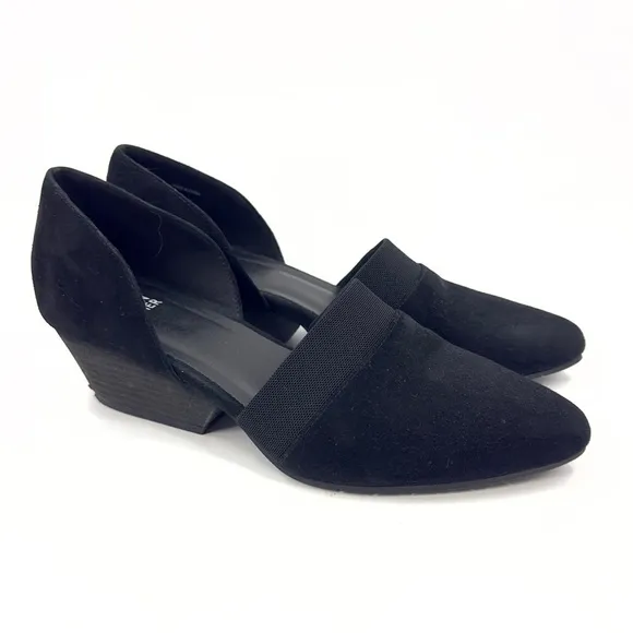 Eileen Fisher Hilly D'Orsay Pumps Womens 9 Black Suede Heels Classic Dress Shoes