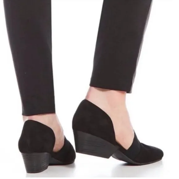 Eileen Fisher Hilly D'Orsay Pumps Womens 9 Black Suede Heels Classic Dress Shoes