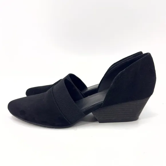 Eileen Fisher Hilly D'Orsay Pumps Womens 9 Black Suede Heels Classic Dress Shoes