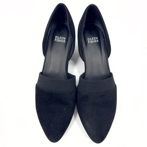 Eileen Fisher Hilly D'Orsay Pumps Womens 9 Black Suede Heels Classic Dress Shoes