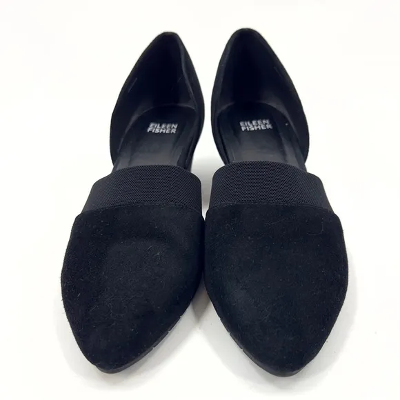 Eileen Fisher Hilly D'Orsay Pumps Womens 9 Black Suede Heels Classic Dress Shoes