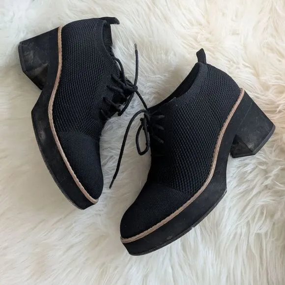 Eileen Fisher Jemma Eddy Chunky Stretch Knit Oxford Platforms Shoes Heels Size 6