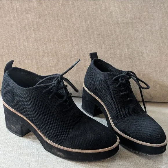 Eileen Fisher Jemma Eddy Chunky Stretch Knit Oxford Platforms Shoes Heels Size 6