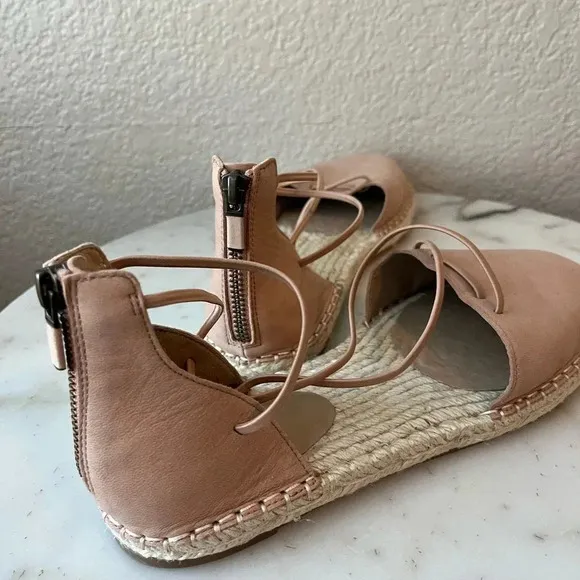 Eileen Fisher Lee D’Orsay Pink Leather Espadrille Strappy Shoes Sandals 8.5