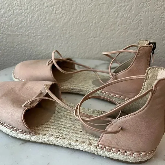 Eileen Fisher Lee D’Orsay Pink Leather Espadrille Strappy Shoes Sandals 8.5