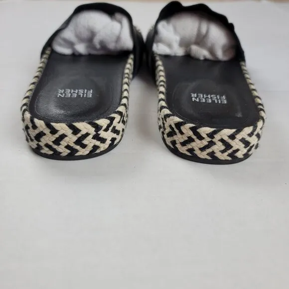 Eileen Fisher Pear Slide Black Leather Sandals