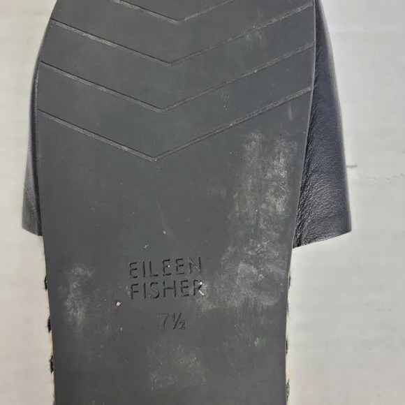 Eileen Fisher Pear Slide Black Leather Sandals