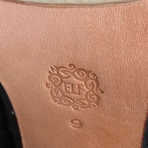ELF Velvet Moon Black Foldover Leather Chunky Heeled Boots Size 9