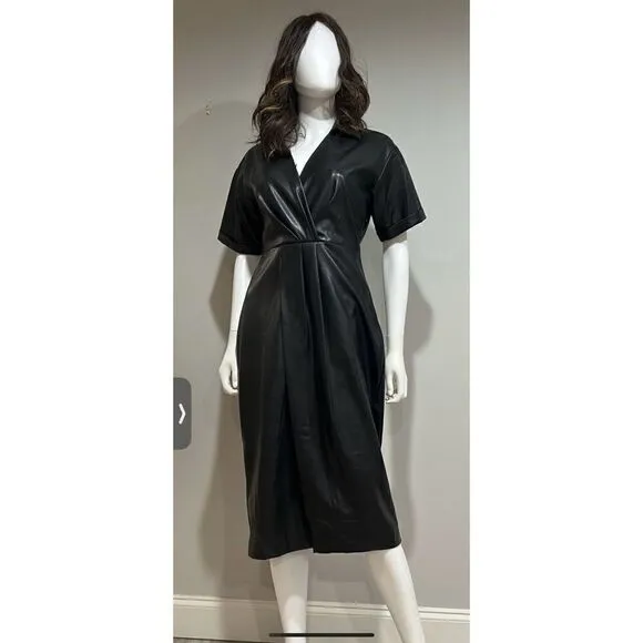 Elie Tahari Vegan Leather Midi Dress Size 6