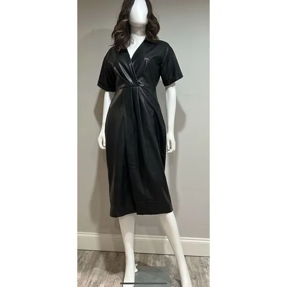 Elie Tahari Vegan Leather Midi Dress Size 6