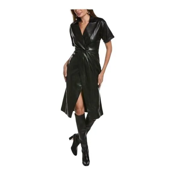 Elie Tahari Vegan Leather Midi Dress Size 6