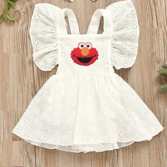 Elmo Dress Birthday Romper Dress Clothes Sesame Street outfit bodysuit set shoes