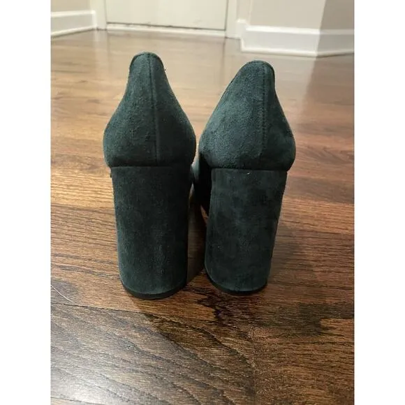 Emerald Green Suede Mary Jane Heels EU 37 US 6 Babydoll Y2K Made In Italy New