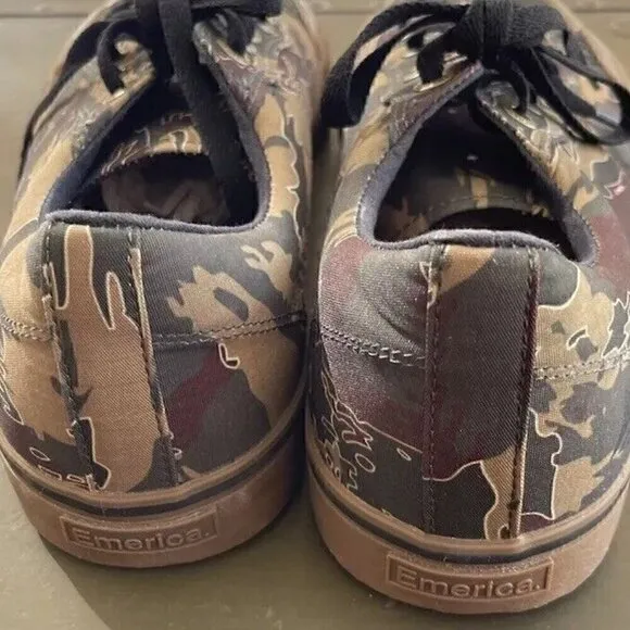 Emerica Lace Up Camo Skate Sneaker Men's Shoes Low Sz 11 Green Brown Camouflage